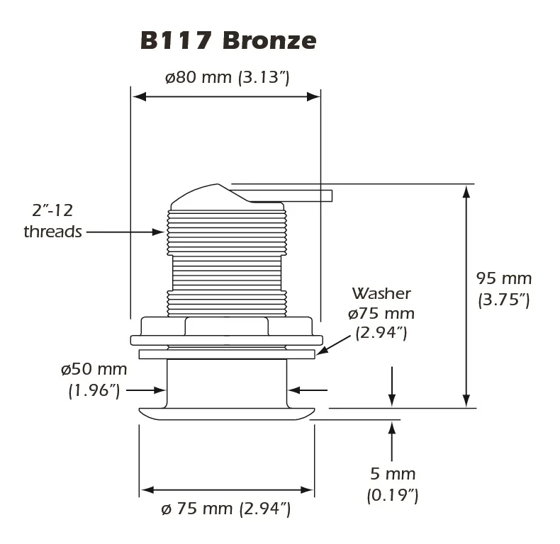 Airmar B117 50/200kHz Raymarine Bronze Low Profile Depth and Temperature Transducer - B117-DT-RAY - Image 3