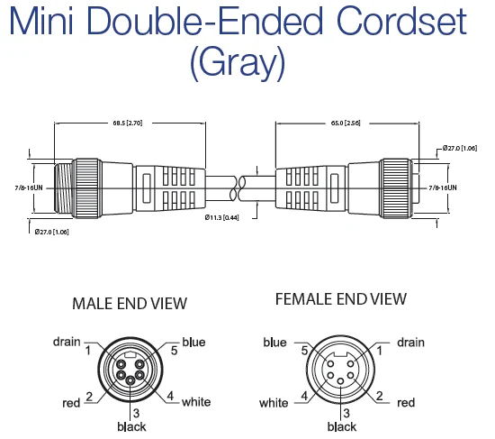 Maretron Mini Double-Ended Cordset - M to F - 5m (gray) NM-NG1-NF-05.0 - Image 2