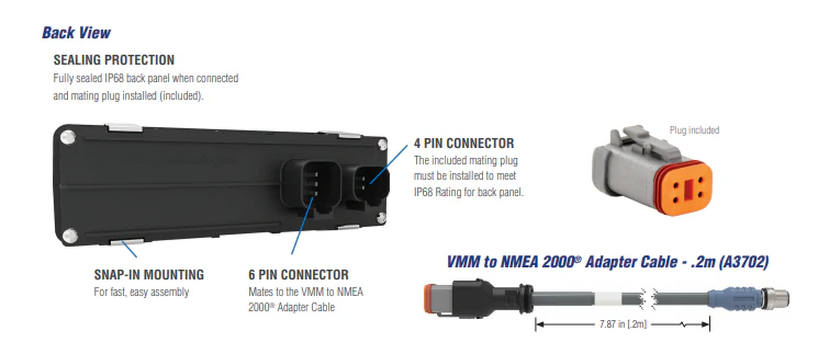 Maretron MPower® VMM6 Series Contura® Digital Switch Module, No Actuators (ALL Positions Momentary ON) w/ VMM to NMEA 2000 Adapter Cable .2m- A3801-5 - Image 3
