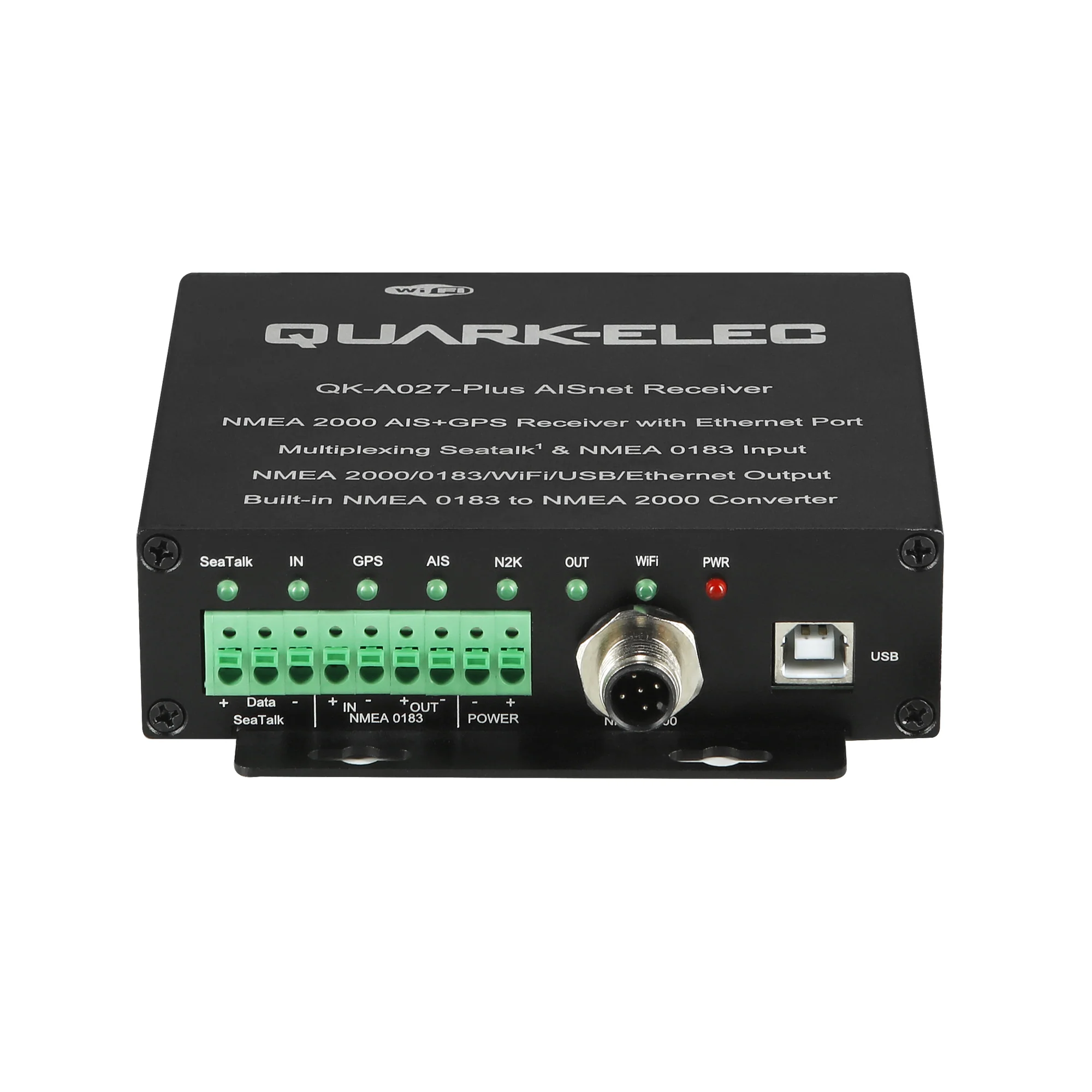 Quark-Elec NMEA 2000 AIS+GPS Receiver with NMEA Multiplexer and Ethernet, N2K, WiFi, USB Outputs - QK-A027-plus - Image 3