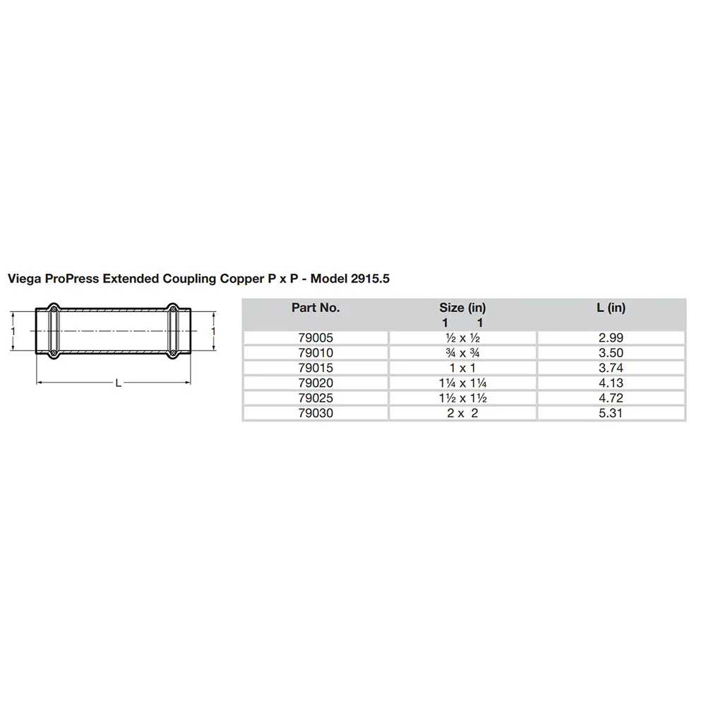 Viega ProPress 1-1/4" Extended Coupling w/o Stop - Double Press Connection - Smart Connect Technology [79020] - Image 2