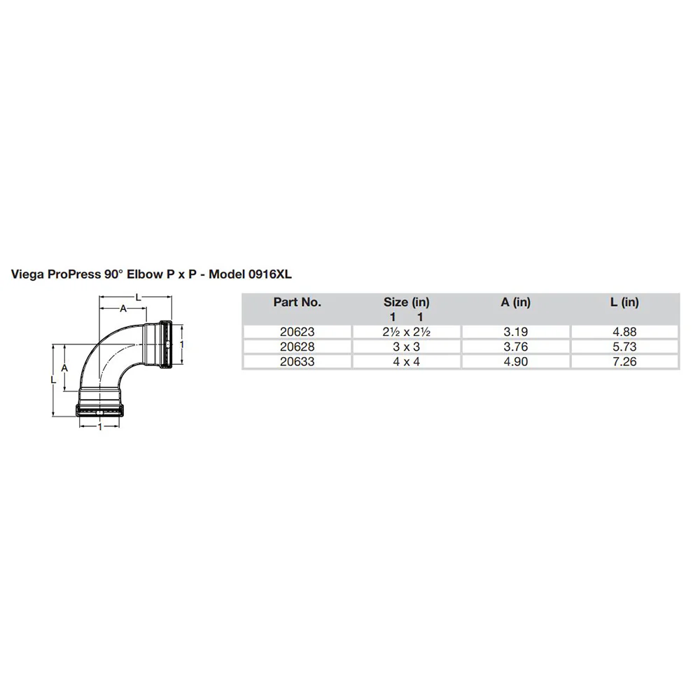 Viega ProPress 2-1/2" - 90 Copper Elbow - Double Press Connection - Smart Connect Technology [20623] - Image 2