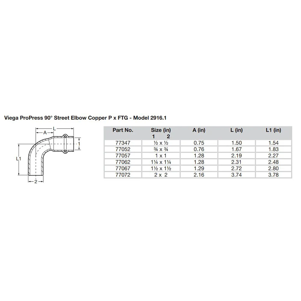 Viega ProPress 2" - 90 Copper Elbow - Street/Press Connection - Smart Connect Technology [77072] - Image 2