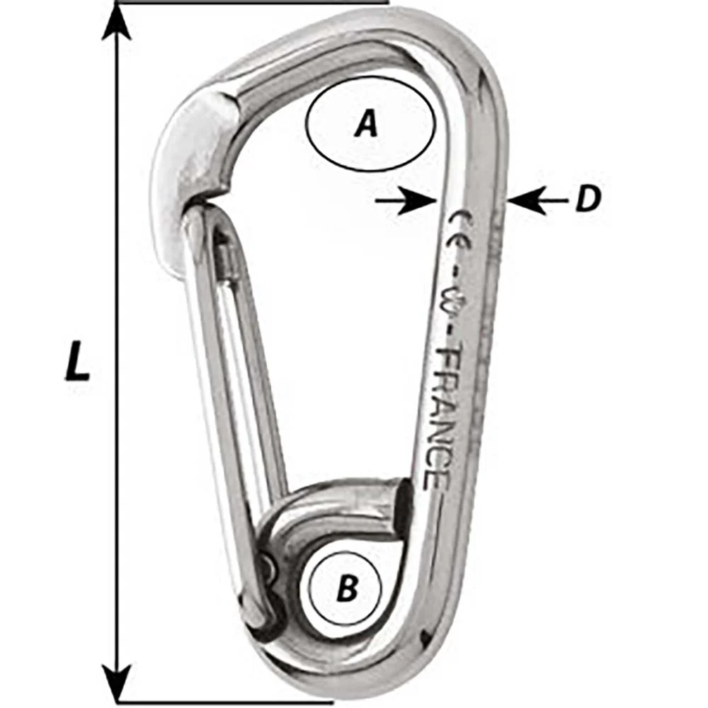 Wichard Asymmetric Carbine Hook - Length 170mm - 15/32" [2328W] - Image 2