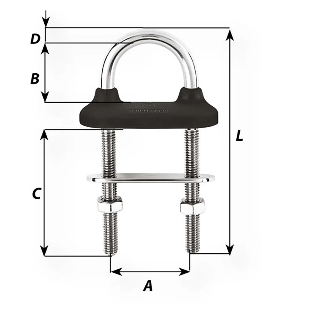 Wichard Black Watertight U-bolt - 5mm Diameter - 13/64" - 60mm Length - 2-23/64" [65321W] - Image 2
