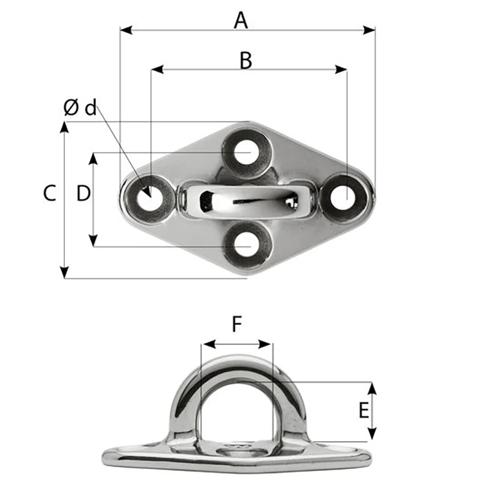 Wichard Diamond Pad Eye - Round - 98mm Length (3-55/64") - M8 Screw [6646W] - Image 2