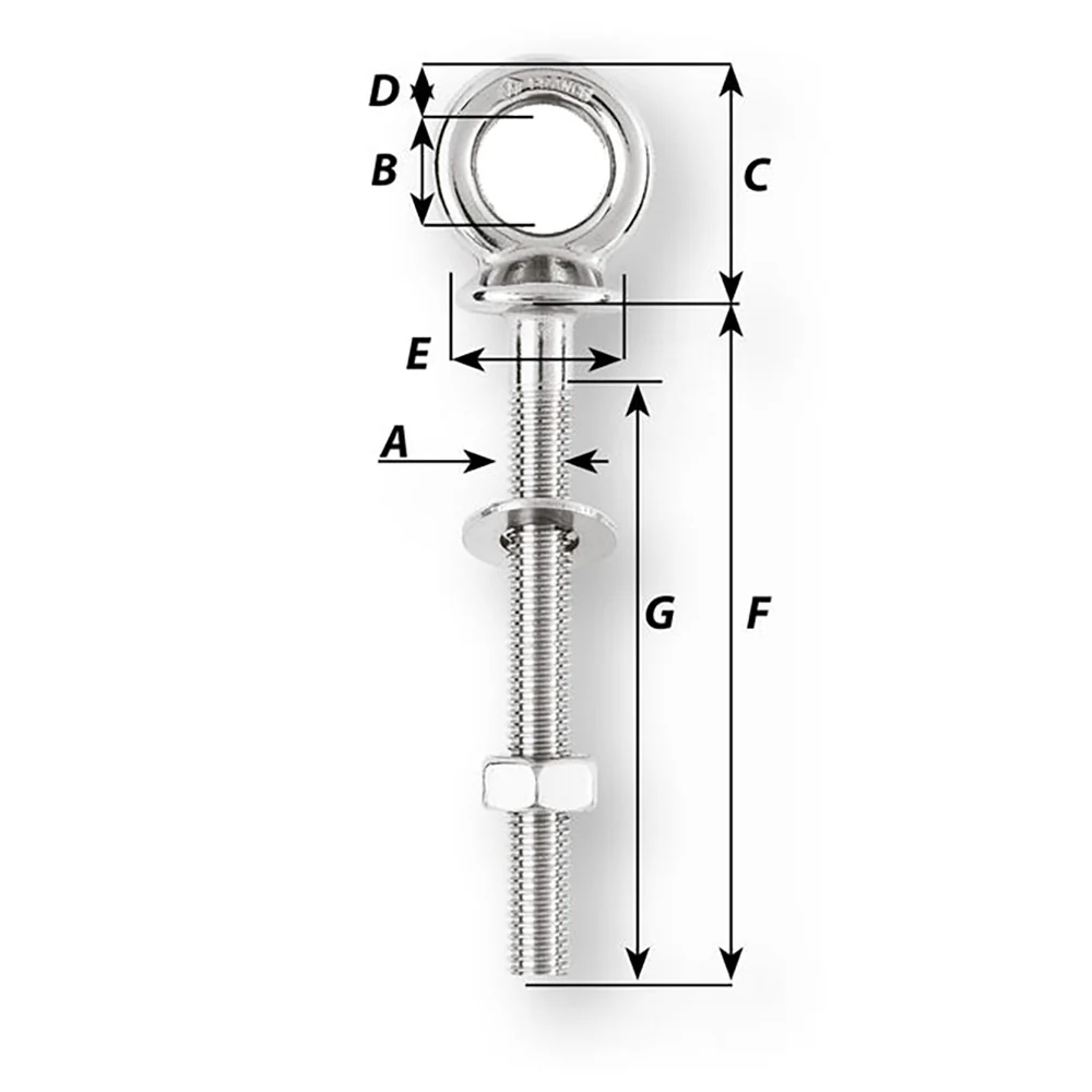 Wichard Eye Bolt - Diameter 5/32" - Length 4" [6493W] - Image 2