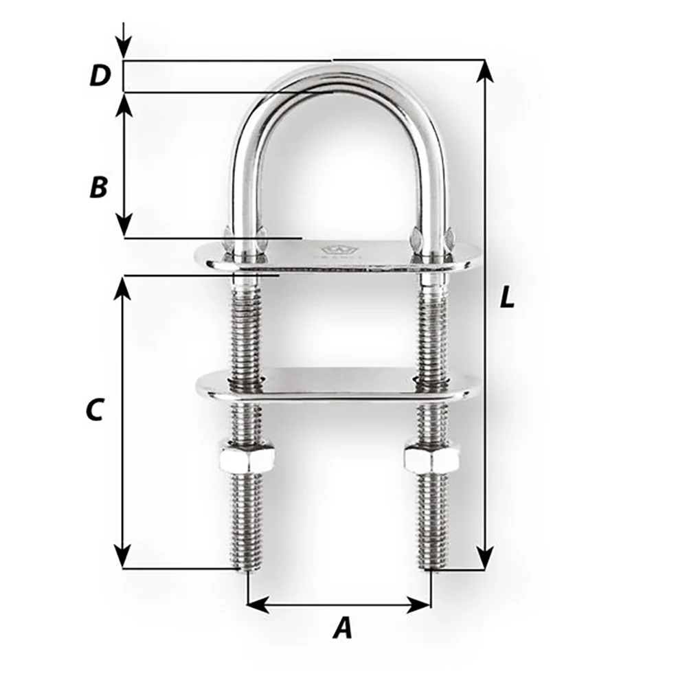 Wichard U-Bolt Pad Eye - 5mm Diameter - 13/64" - 60mm Length - 2-23/64" [6512W] - Image 2